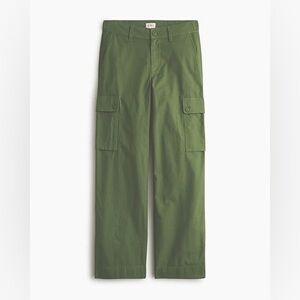 J Crew Wide Leg Oversized Utility Green Cargo Pants Ripstop Cotton